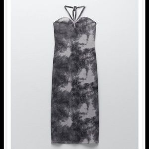 Zara Tie-Dye Halter Midi Dress, Gray